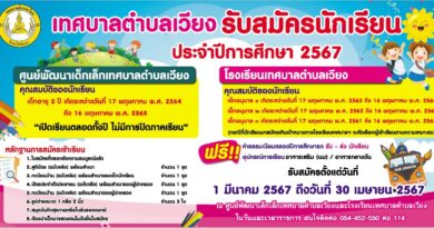 การรับสมัครนักเรียนโรงเรียนเทศบาลตำบลเวียง , ศูนย์พัฒนาเด็กเล็กเทศบาลตำบลเวียง ประจำปีการศึกษา 2567