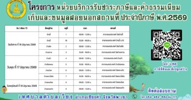 โครงการ หน่วยบริการรับชำระภาษีที่ดินและสิ่งปลูกสร้างและค่าธรรมเนียมเก็บและขนมูลฝอยนอกสถานที่ ประจำปีภาษี พ.ศ.2569